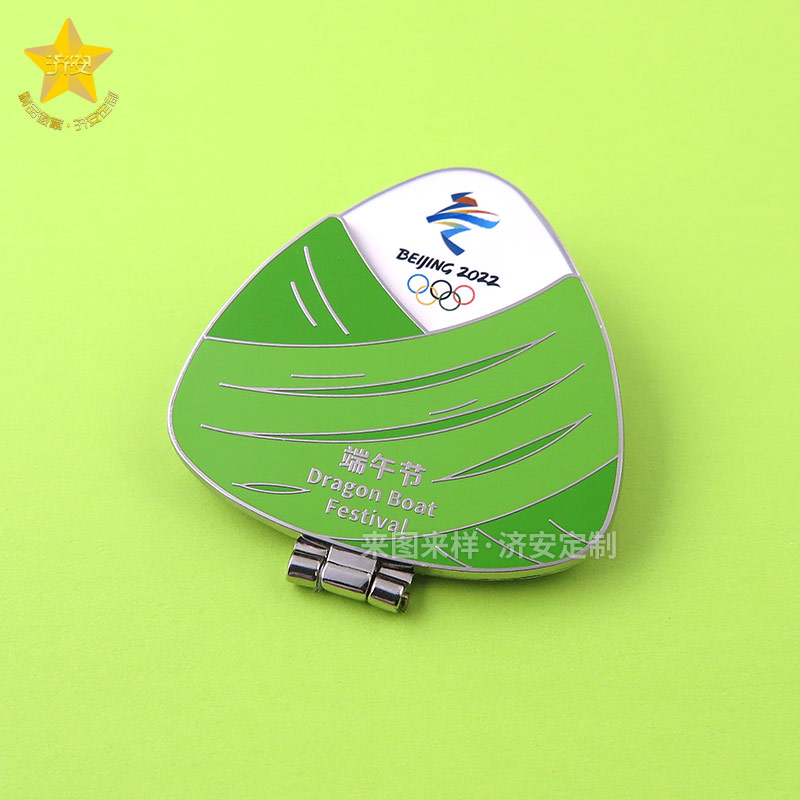 端午文創(chuàng)翻蓋徽章定制，賽龍舟金屬徽章