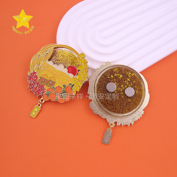 金屬流沙冰箱貼文創(chuàng)產(chǎn)品—《秋收》，寓意豐收的禮物