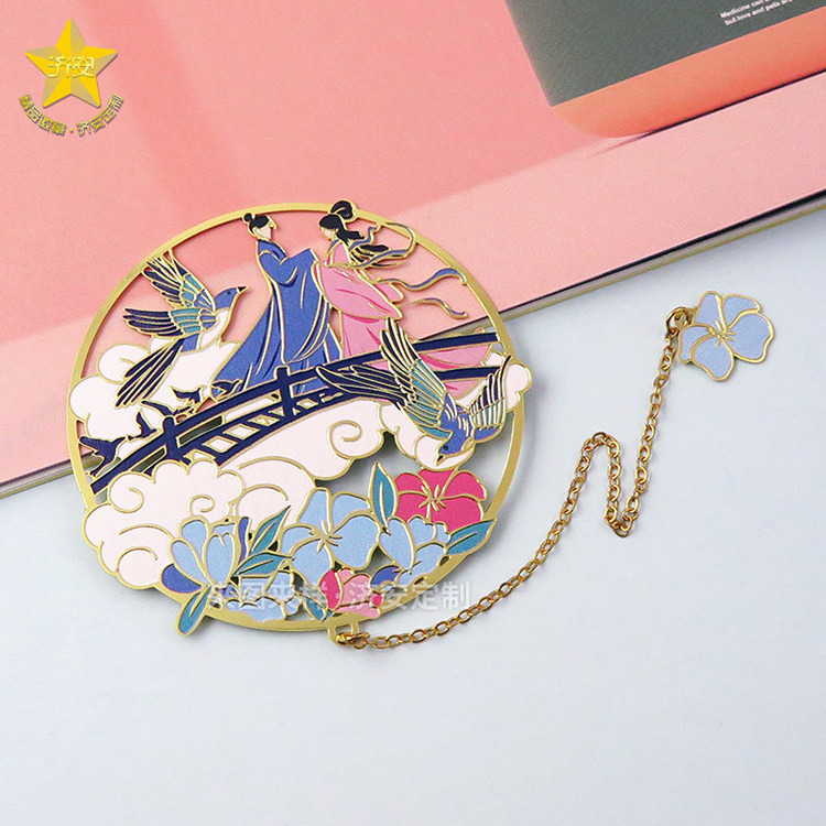 浪漫七夕節(jié)牛郎織女鵲橋相會創(chuàng)意書簽定制禮品,古風(fēng)書簽制作